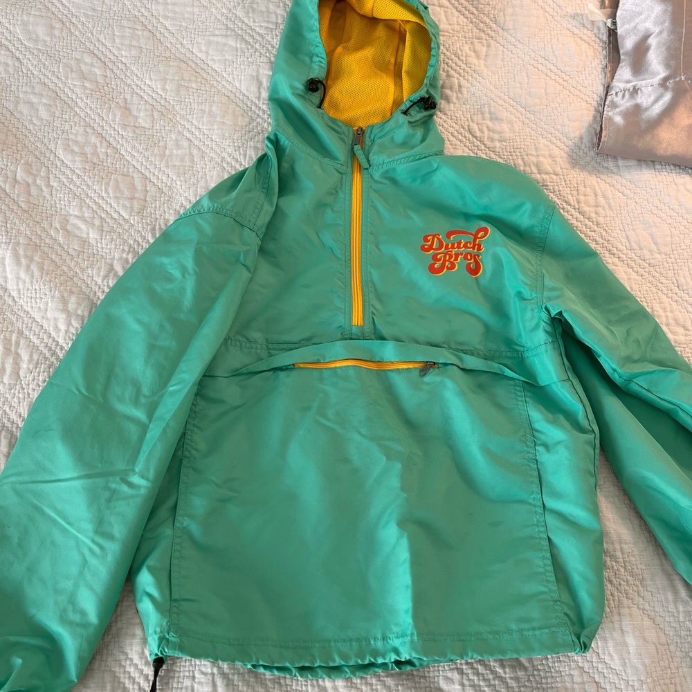 Teal Dutch Bros Quarter Zip Windbreaker - EUC!